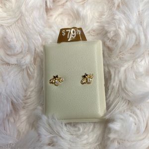 10k Gold Filled Bee Earrings 9mm CZ